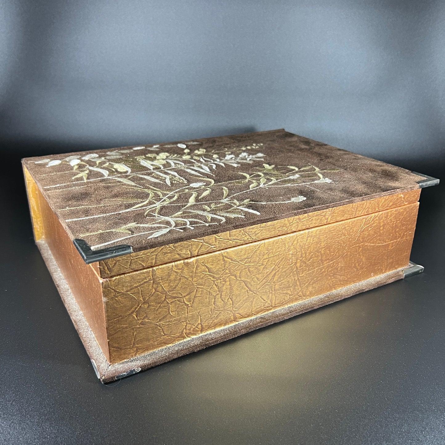 Embroidered Book Storage Box with Tapestry