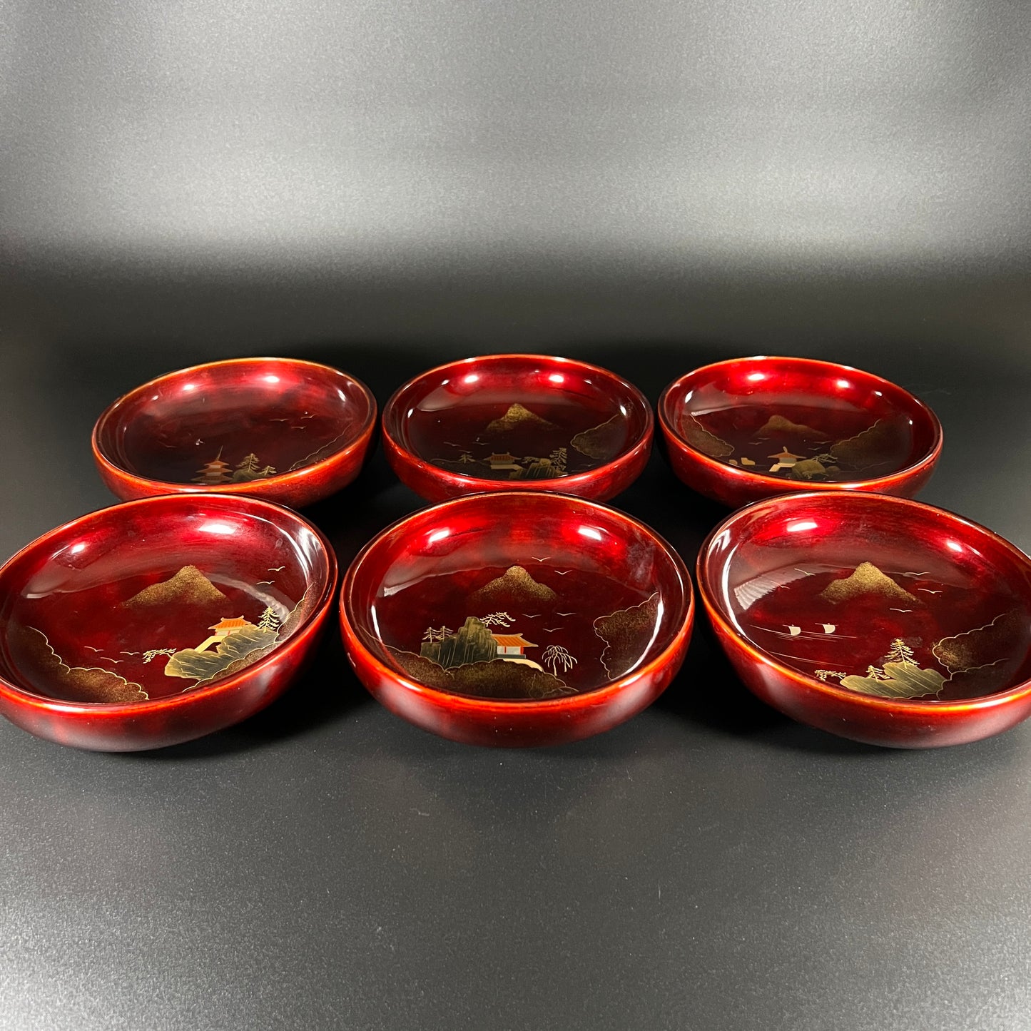 Japanese Hand Painted Lacquerware Serving Set