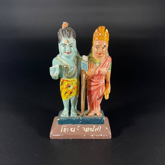 Lord Shiva and Parvathi Painted Small Sculpture