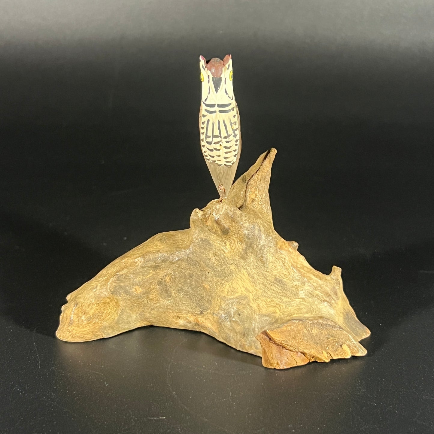 Owl Sculpture on Driftwood