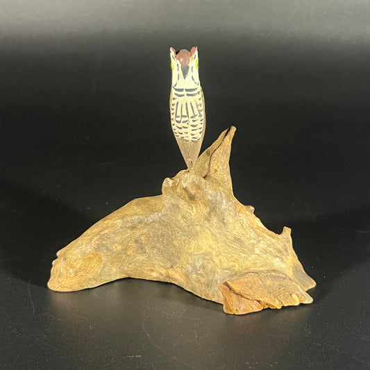 Owl Sculpture on Driftwood