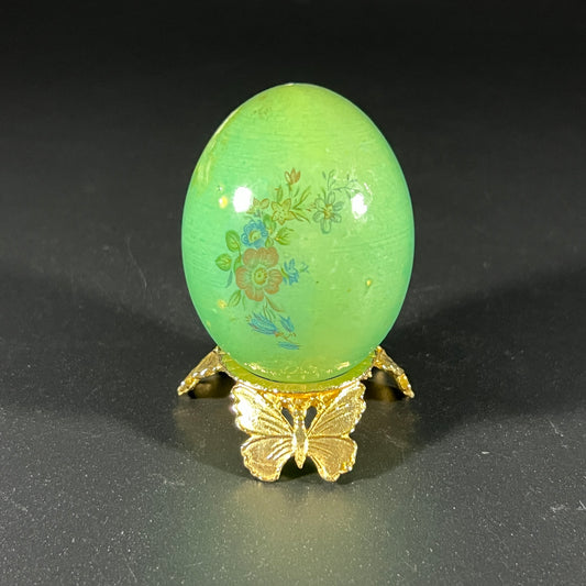 Lefton Alabaster Egg with Base (Green)