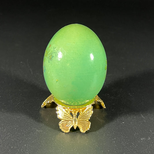 Lefton Alabaster Egg with Base (Green)