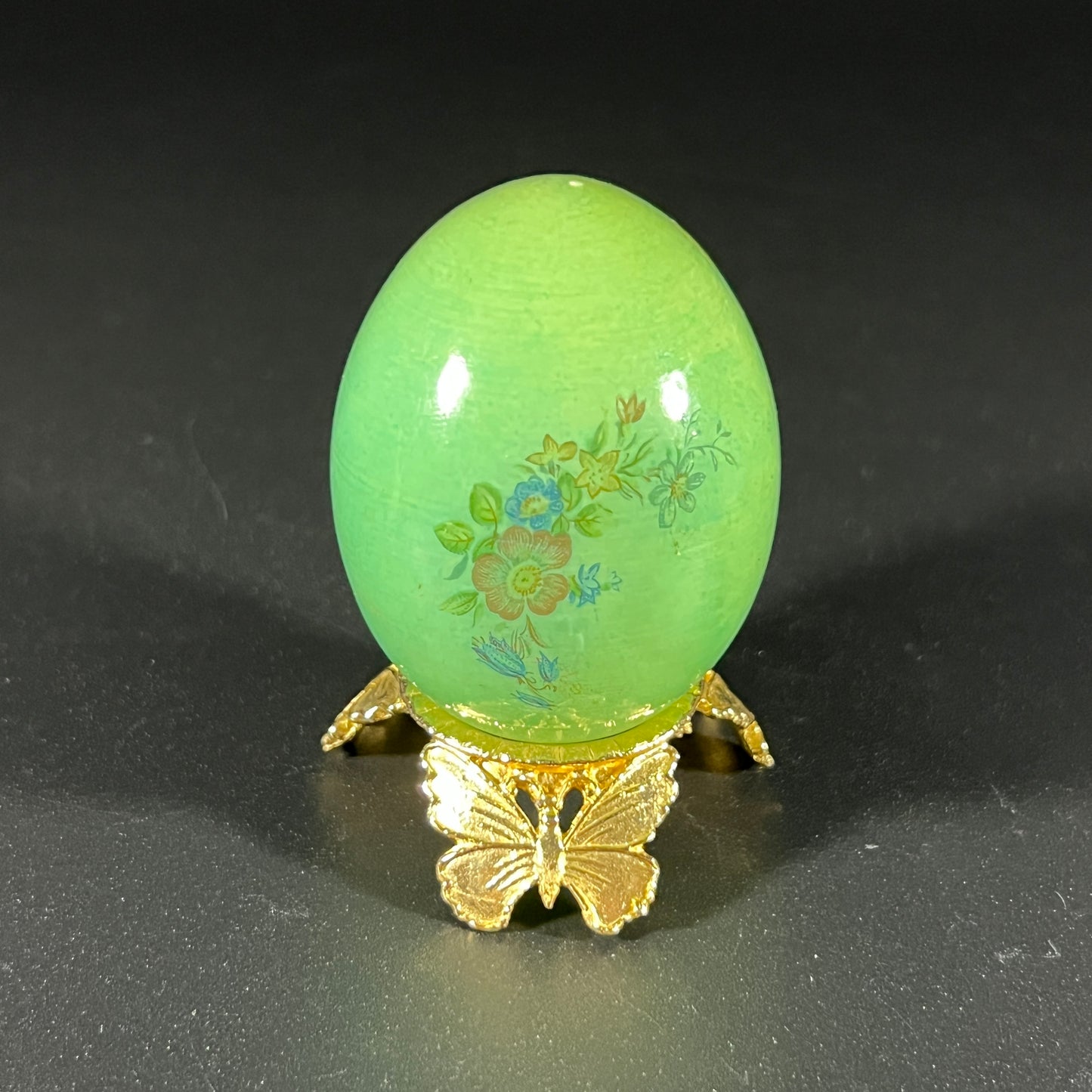 Lefton Alabaster Egg with Base (Green)