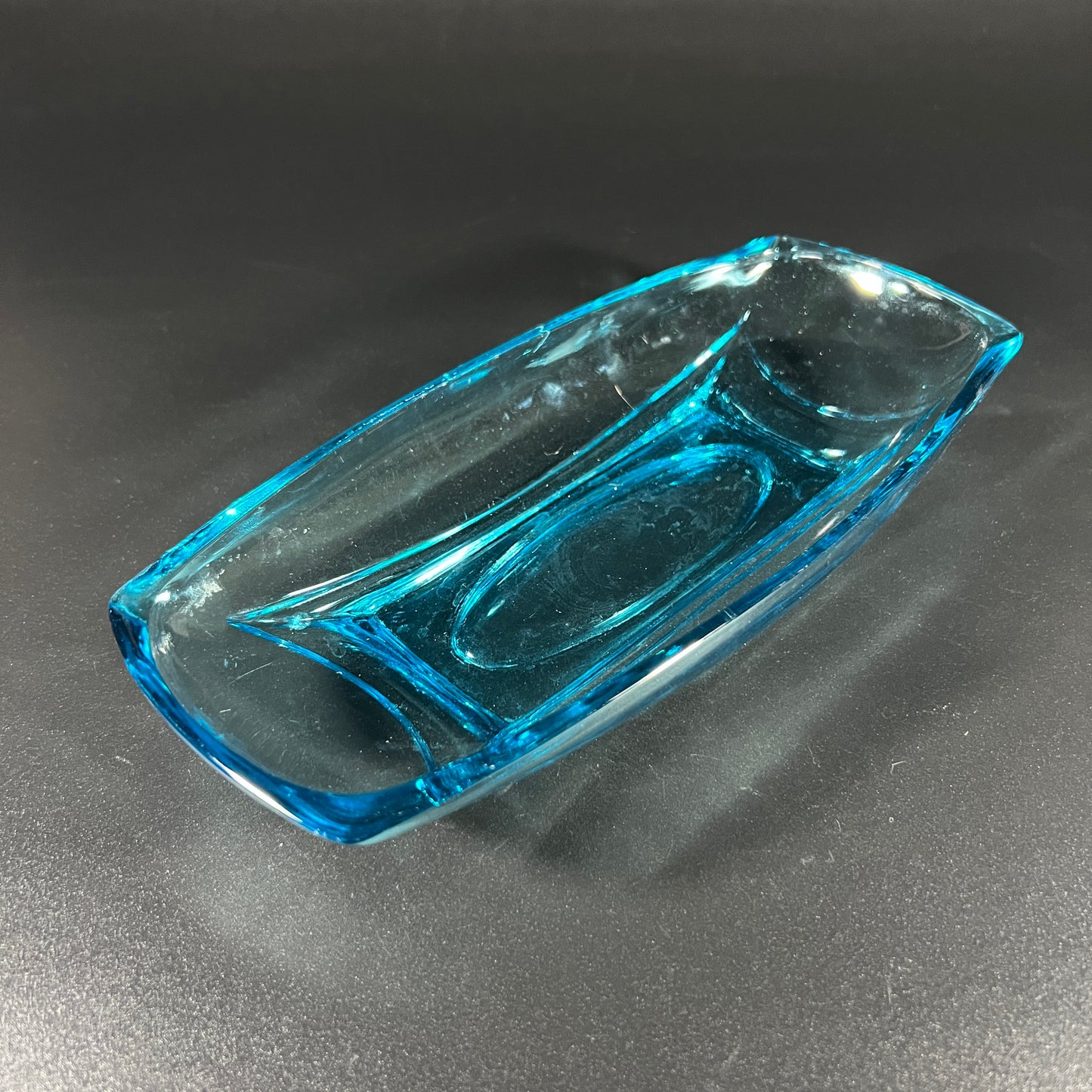 Hazel Atlas Aqua Blue Relish Bowl