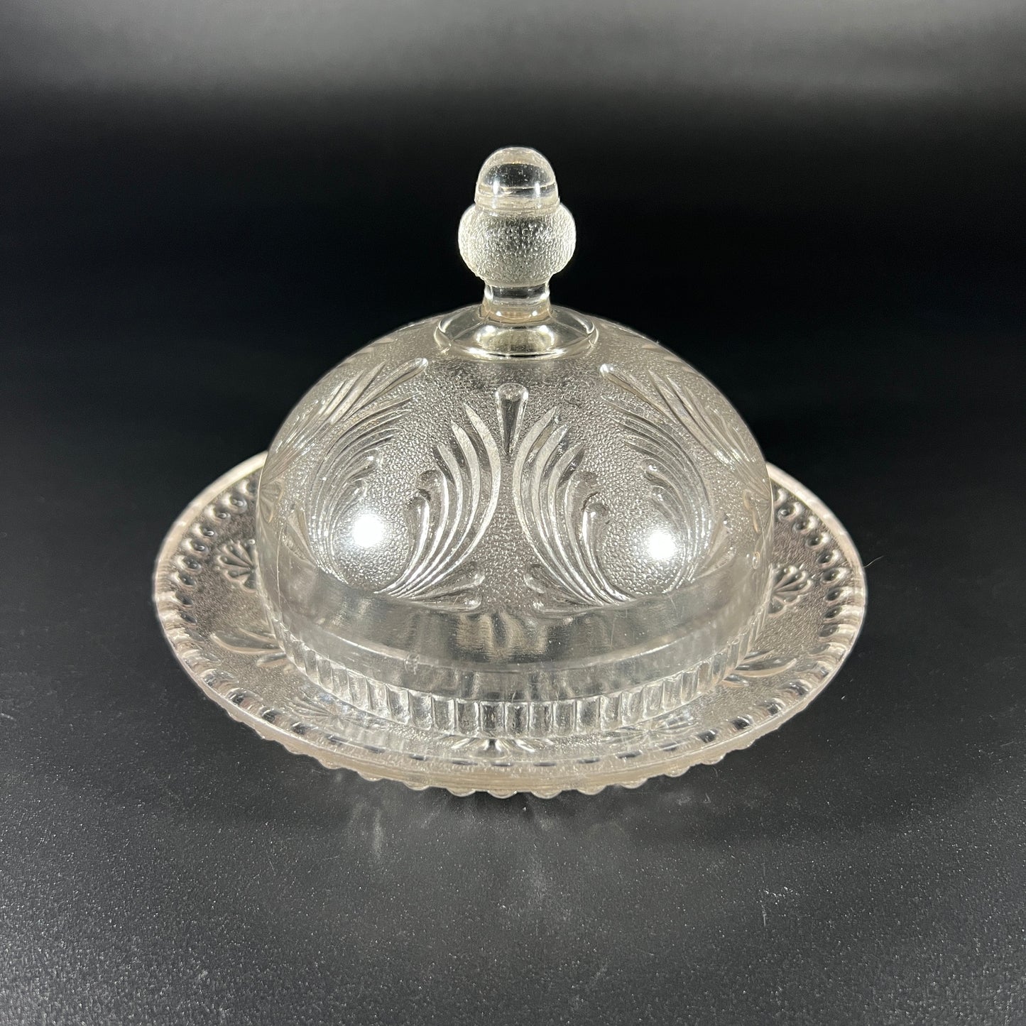 Pressed Glass Round Covered Dish
