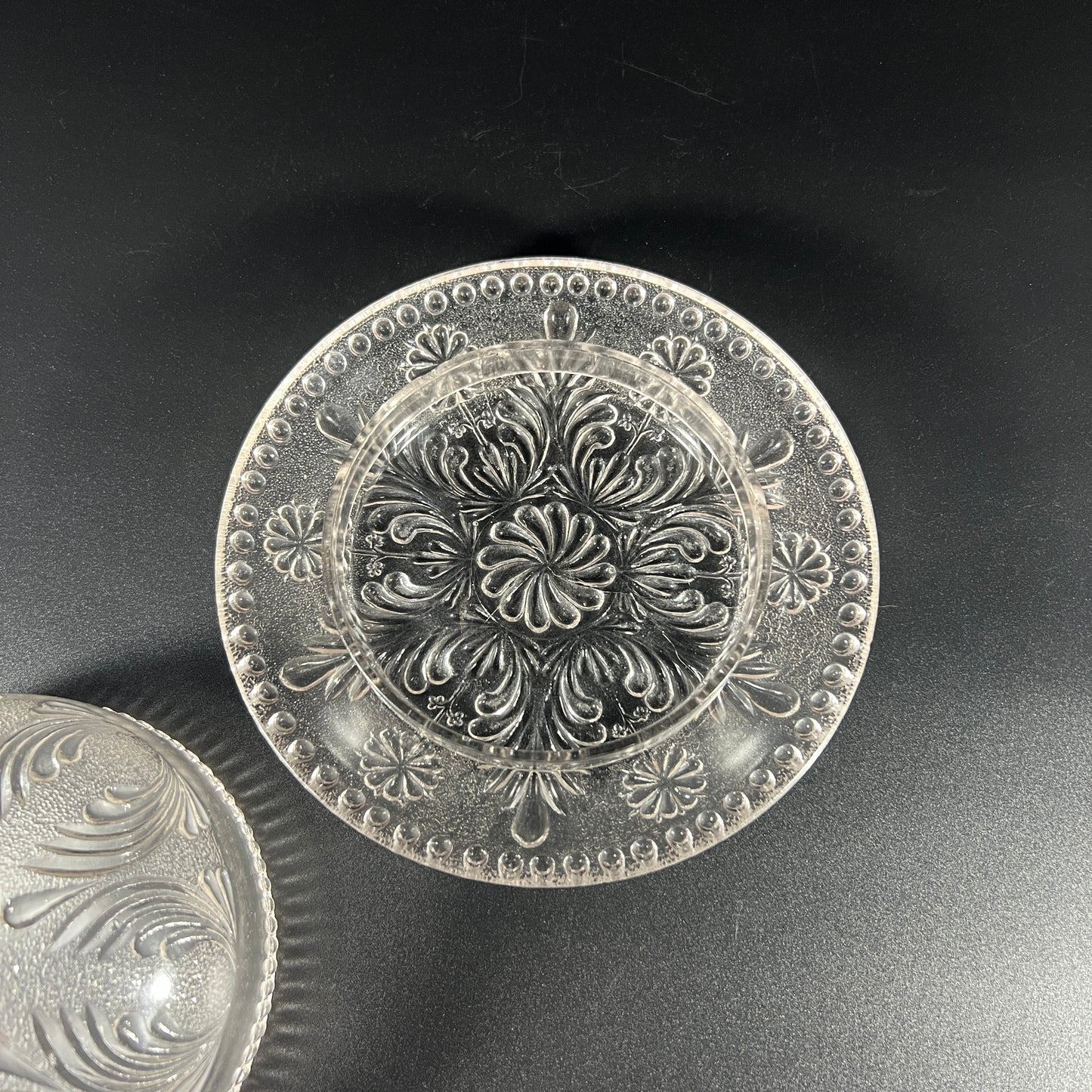 Pressed Glass Round Covered Dish