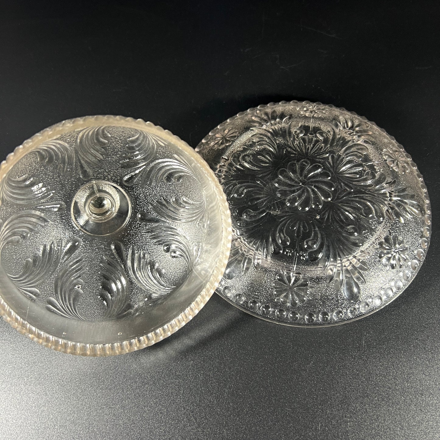 Pressed Glass Round Covered Dish