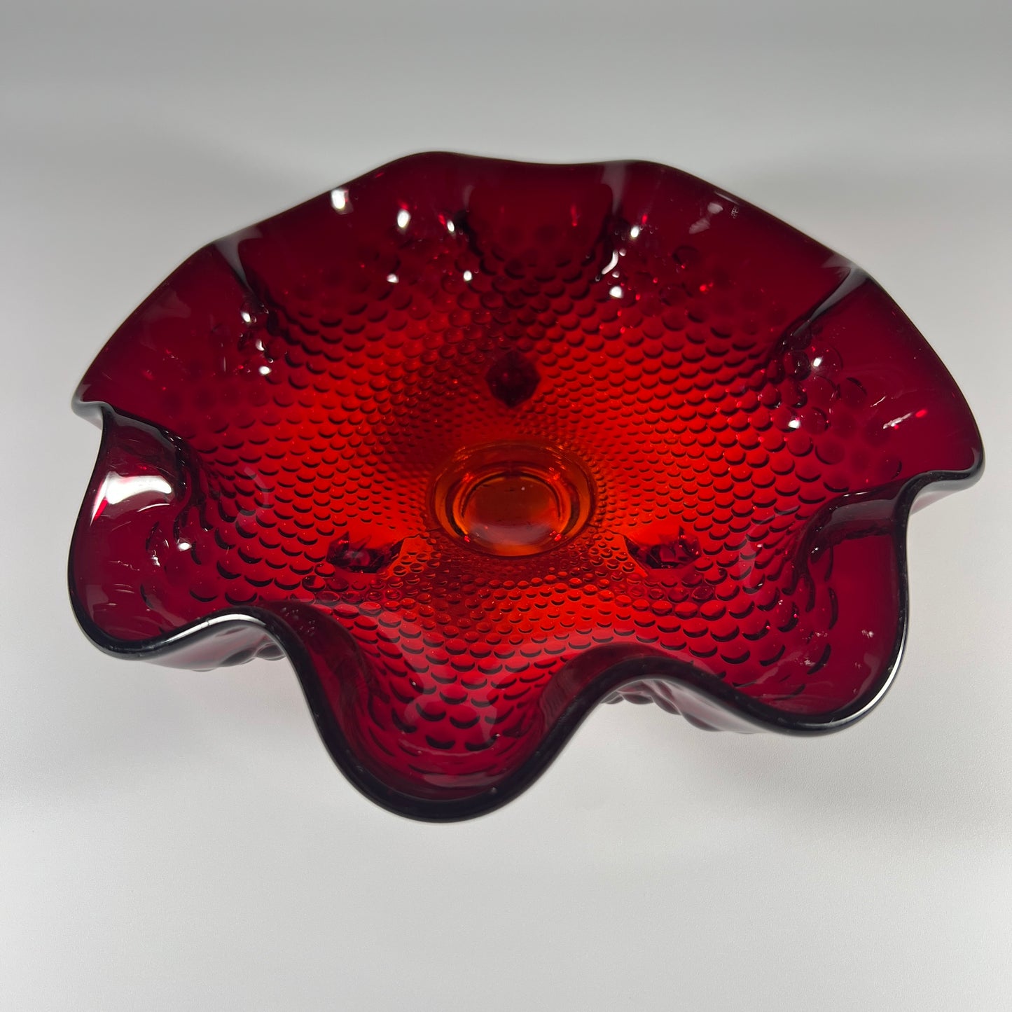 Fenton Amberina Hobnail Candy Dish