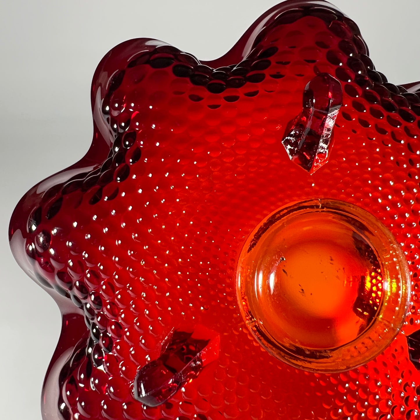 Fenton Amberina Hobnail Candy Dish