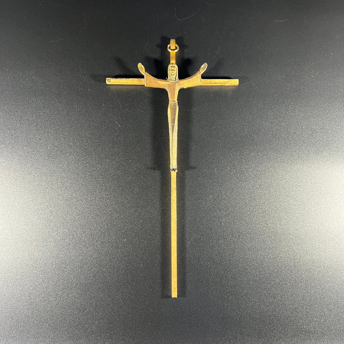 Brass Crucifix with Modern Jesus