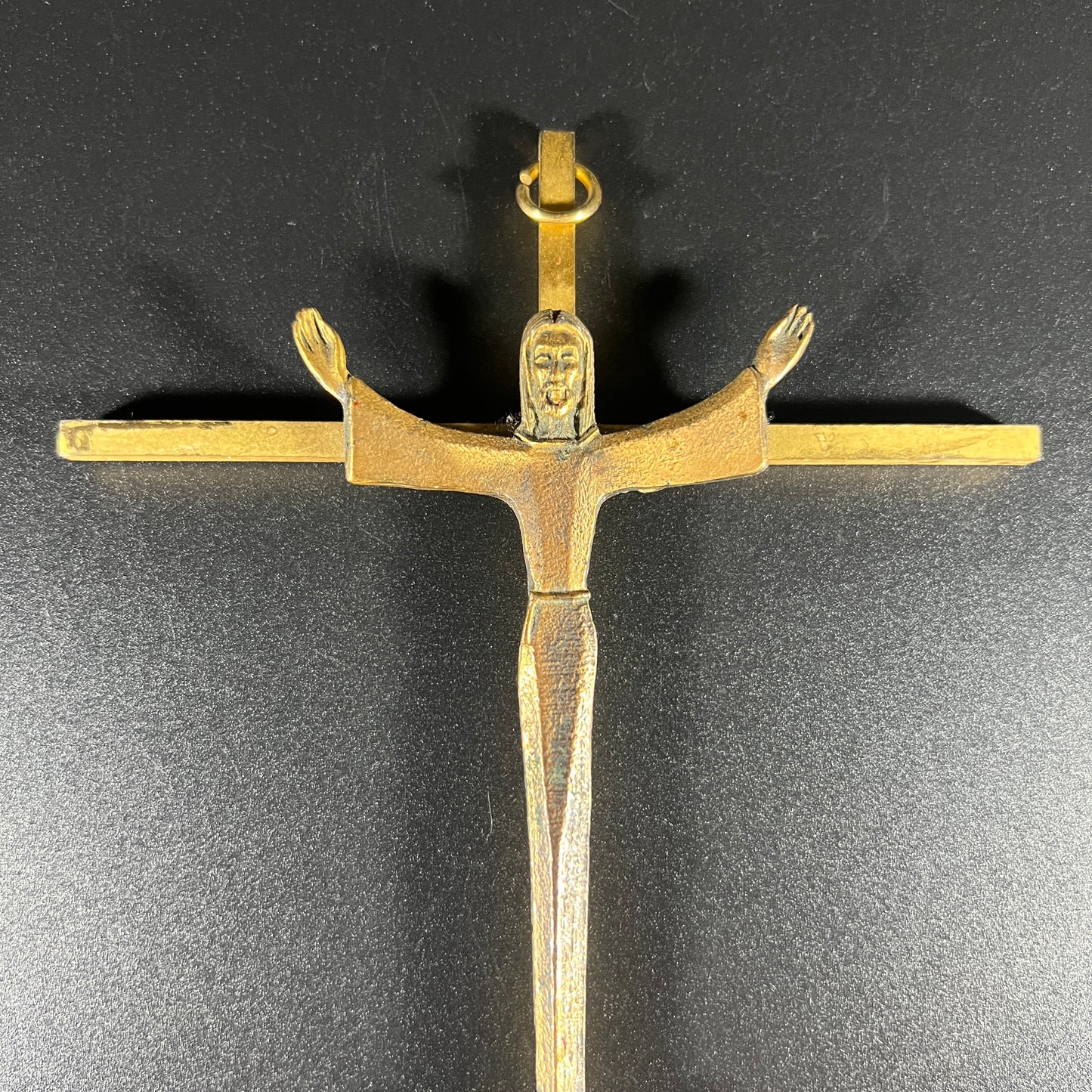 Brass Crucifix with Modern Jesus