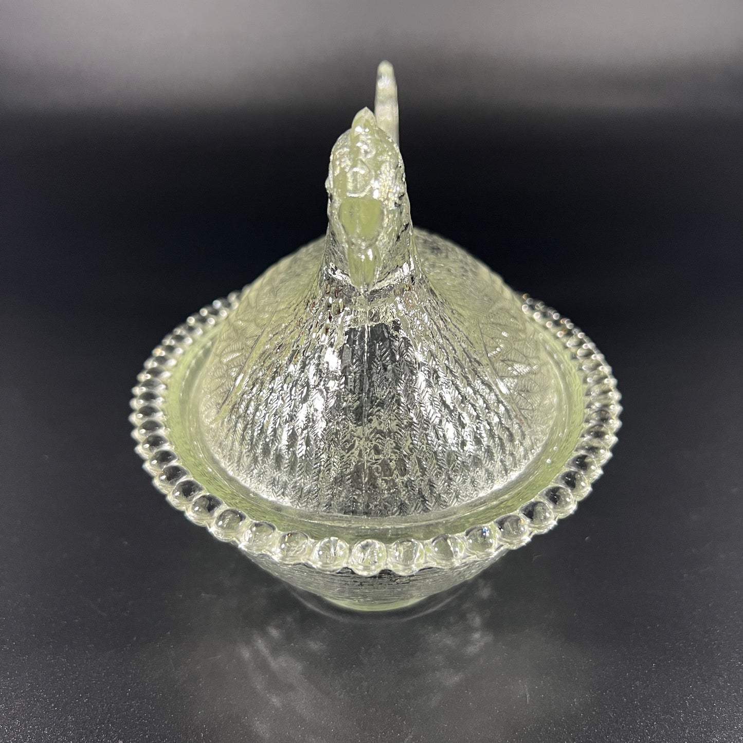 Indiana Clear Glass Hen Dish with Lid