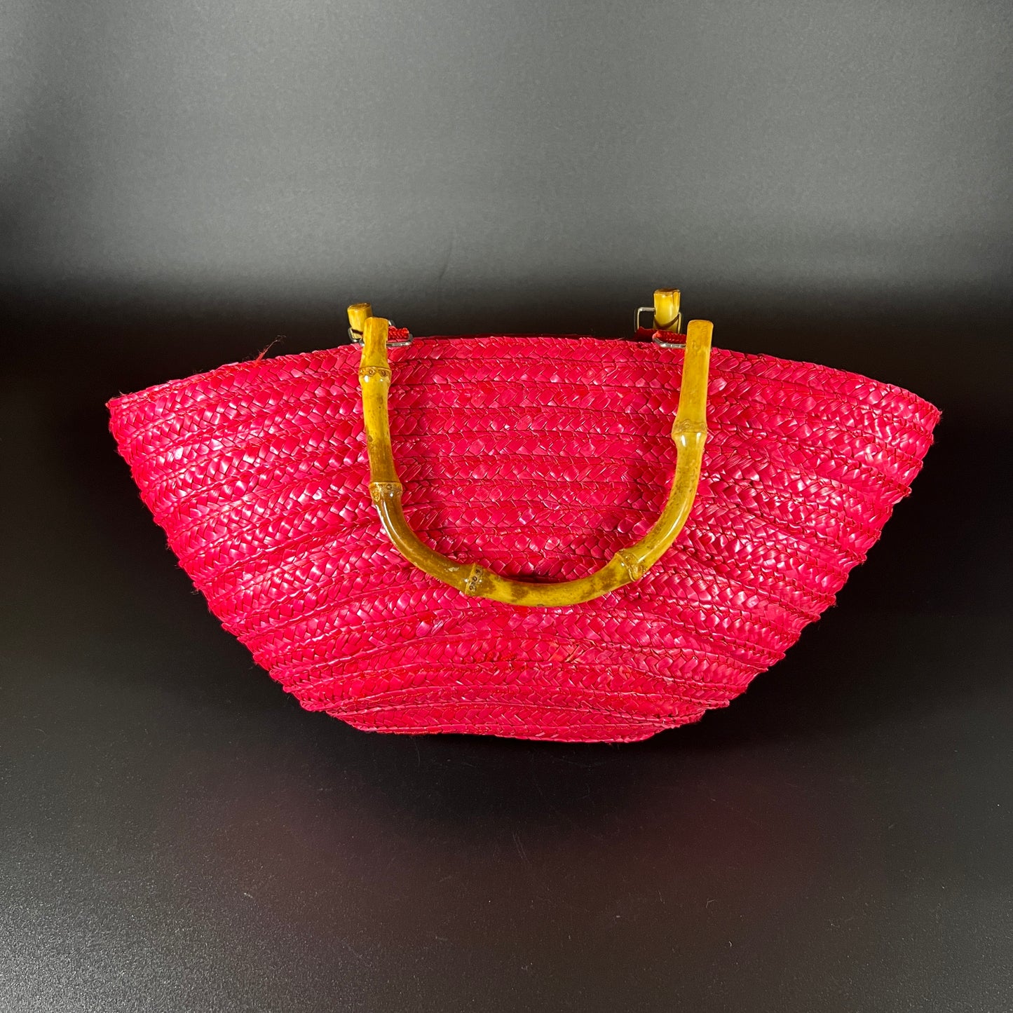 Red Woven Purse with Bamboo Handles