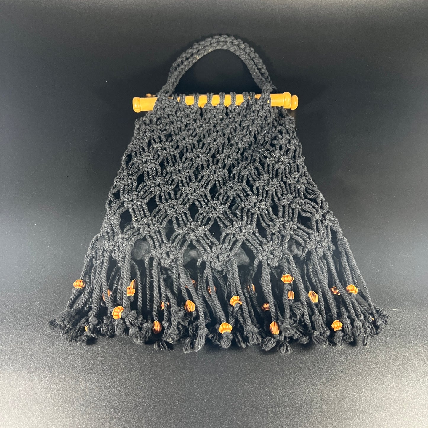 Black Woven Purse with Beads