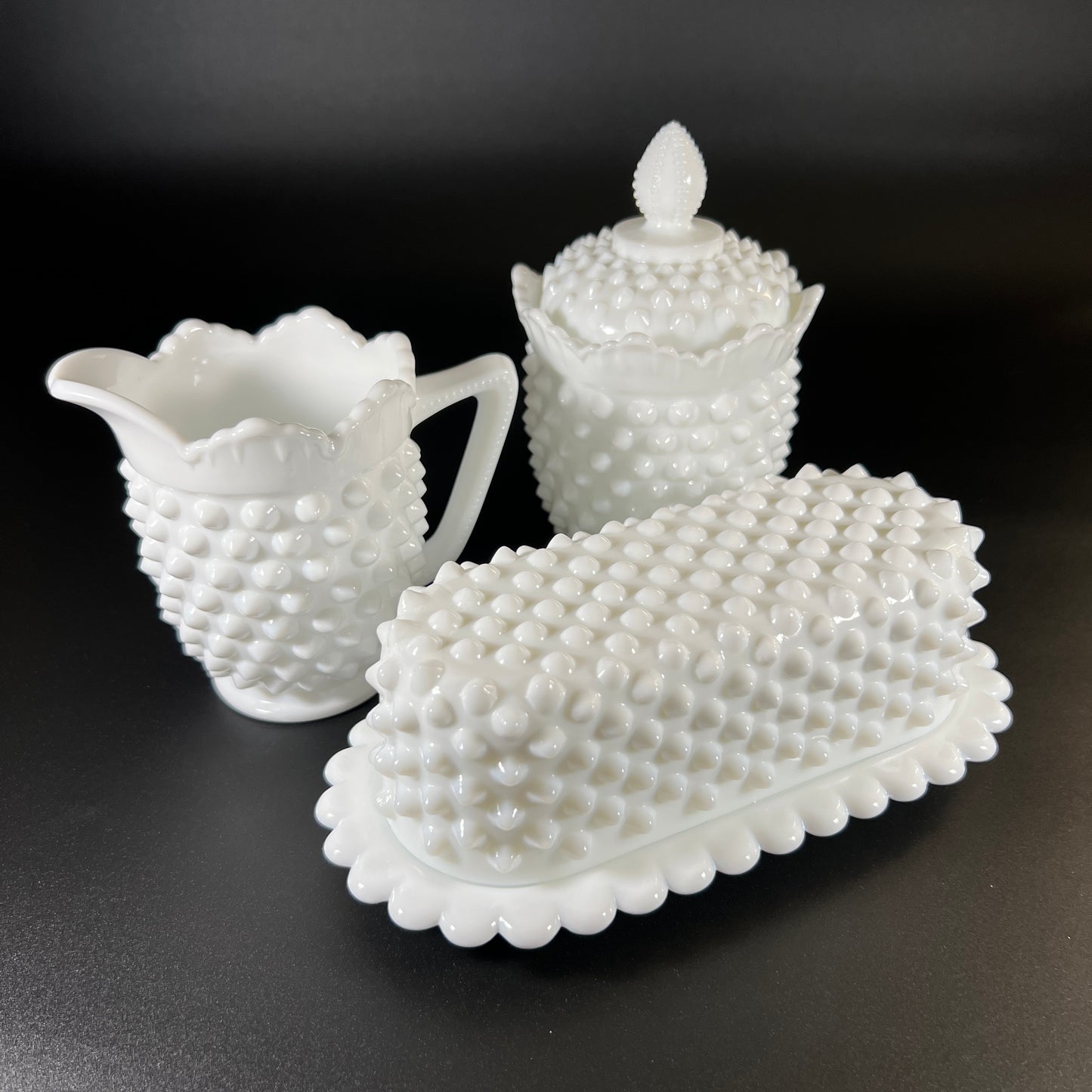 Fenton Hobnail Milk Glass Set