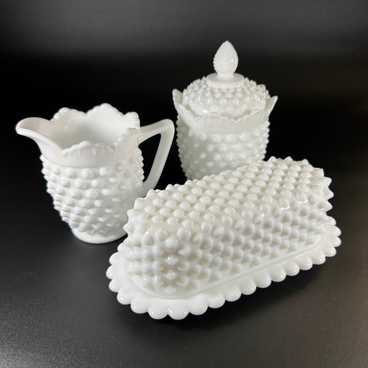 Fenton Hobnail Milk Glass Set