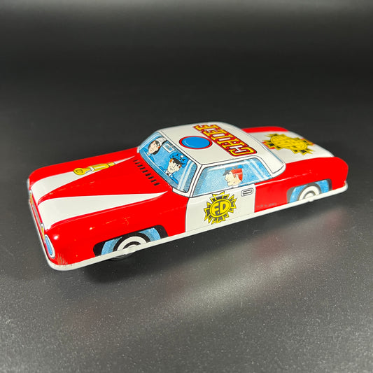 Vintage Tin Friction Fire Chief Squad Car