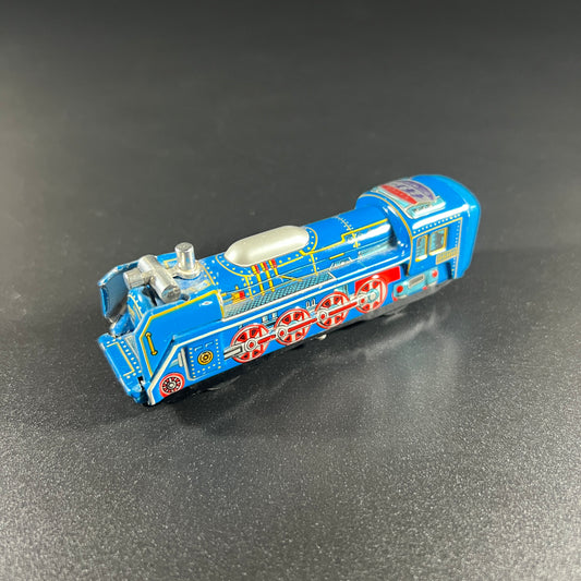 Vintage Tin Friction Blue Train Engine
