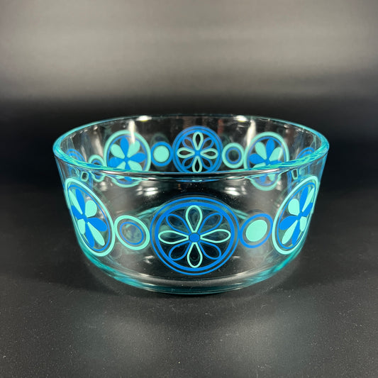 Clear Pyrex Bowl with Blue Motif