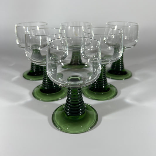 Small Green Stemmed Glasses (set of 6)