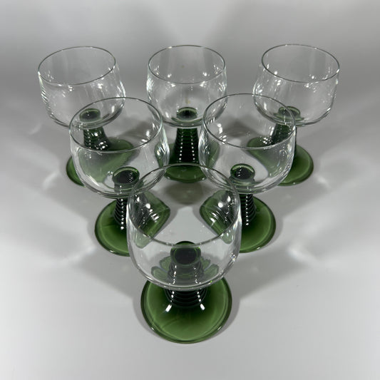 Small Green Stemmed Glasses (set of 6)