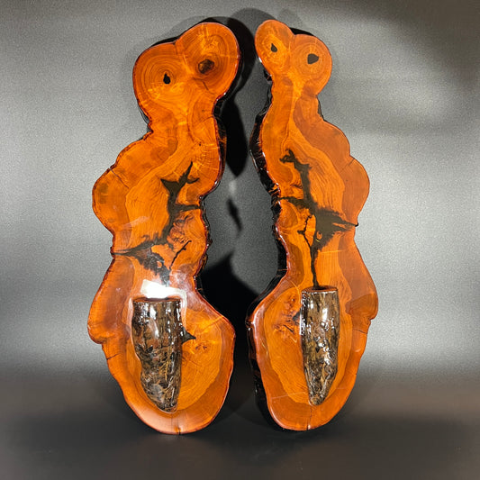 Wood Wall Sconce Bud Vases (set of 2)