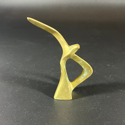 Vintage Minimalist Brass Seagull Statue