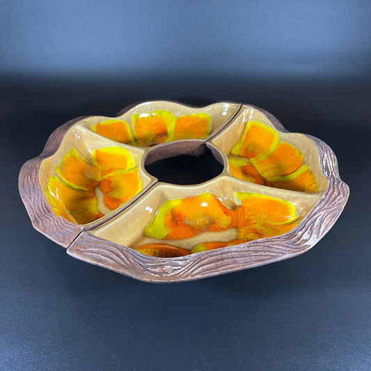 California Pottery Orange 2 Piece Serving Dish