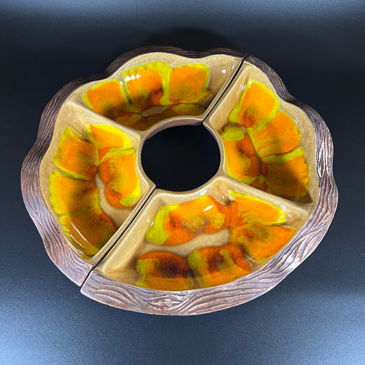 California Pottery Orange 2 Piece Serving Dish