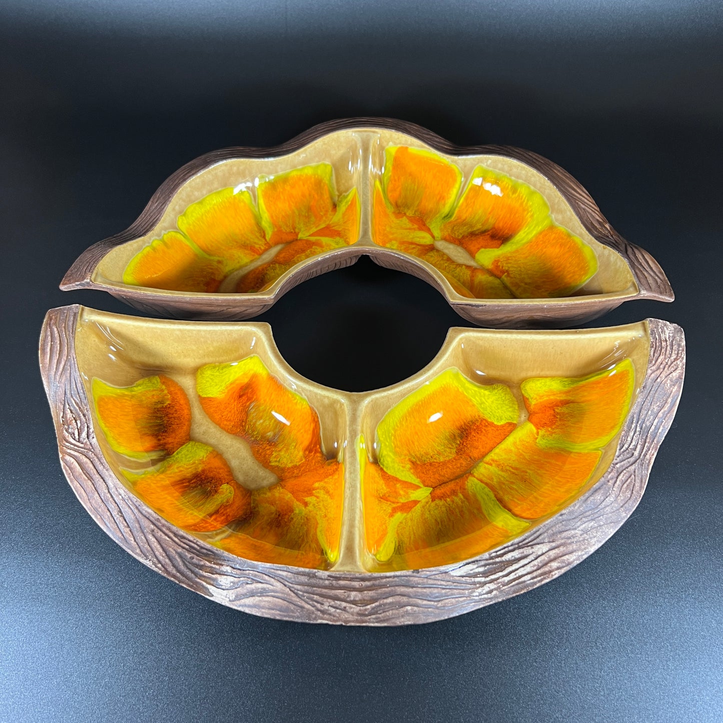 California Pottery Orange 2 Piece Serving Dish