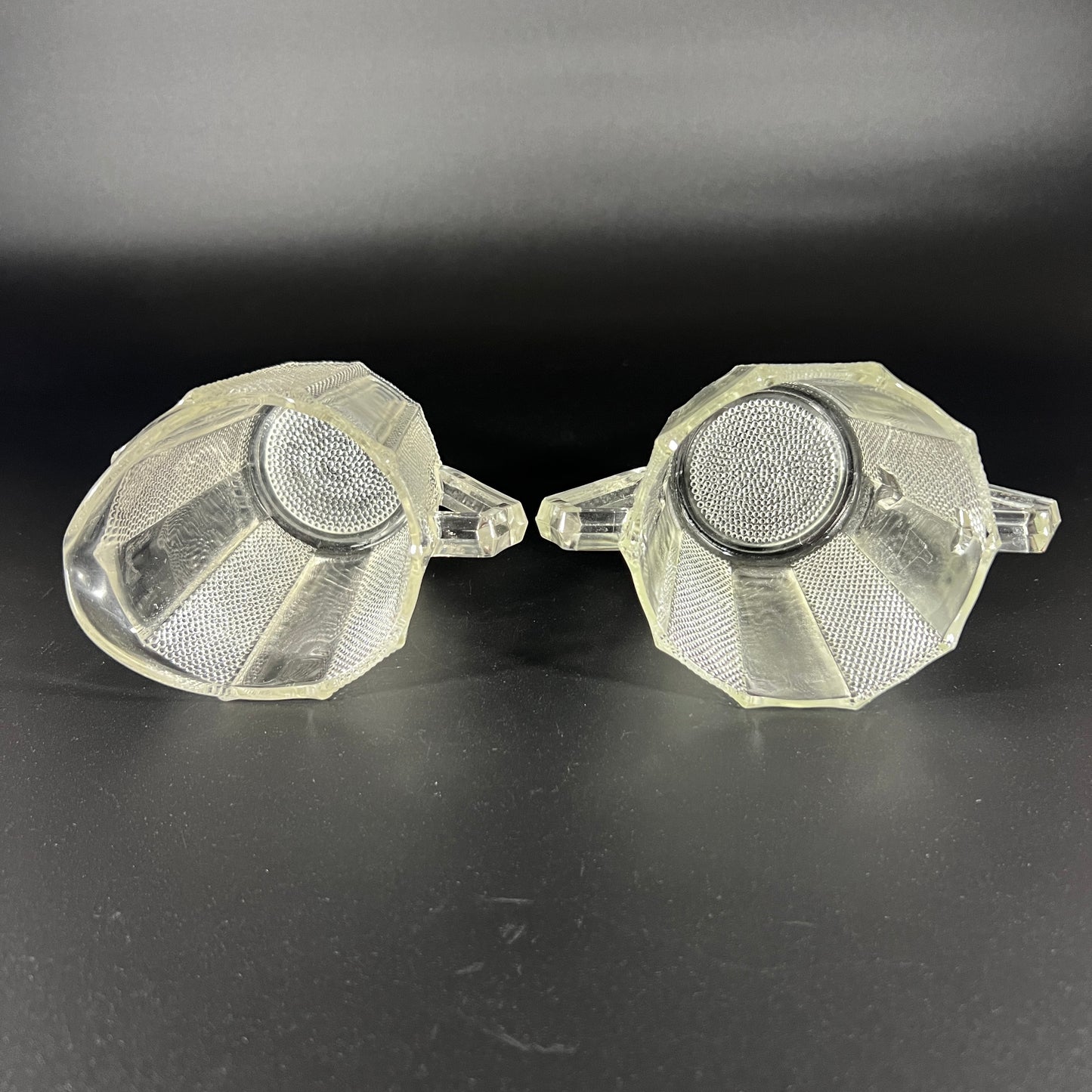 Jeannette Dew Drop Pattern Vintage Glass Creamer and Sugar Set