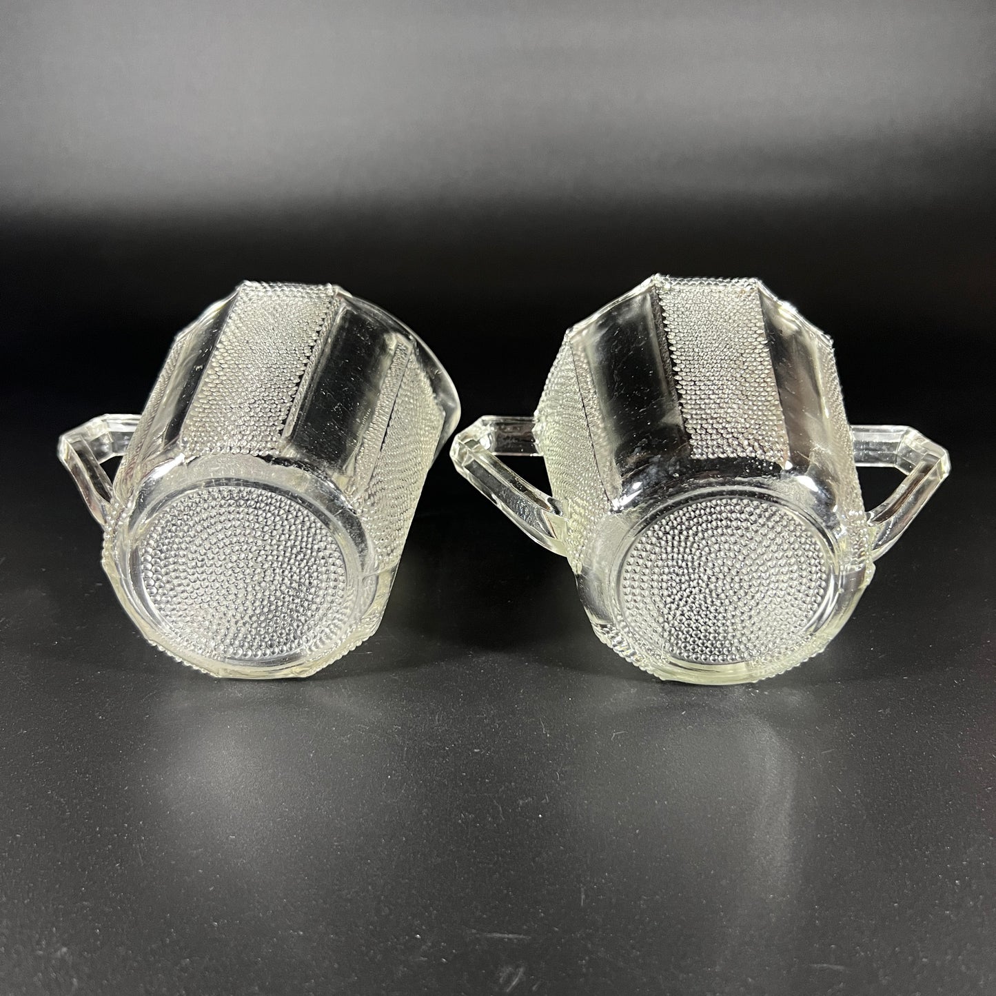 Jeannette Dew Drop Pattern Vintage Glass Creamer and Sugar Set