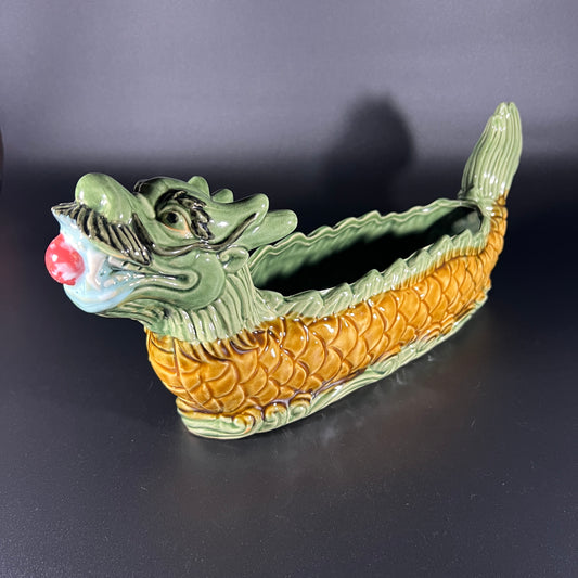 Vintage Majolica Chinese Dragon Planter