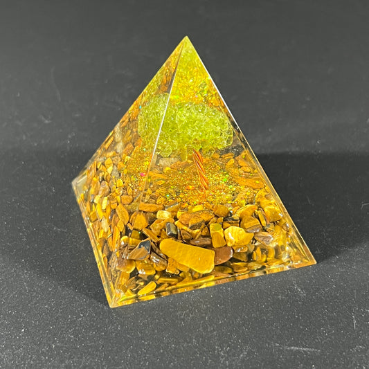 Orgonite Energy Pyramid with Peridot Crystal Tree
