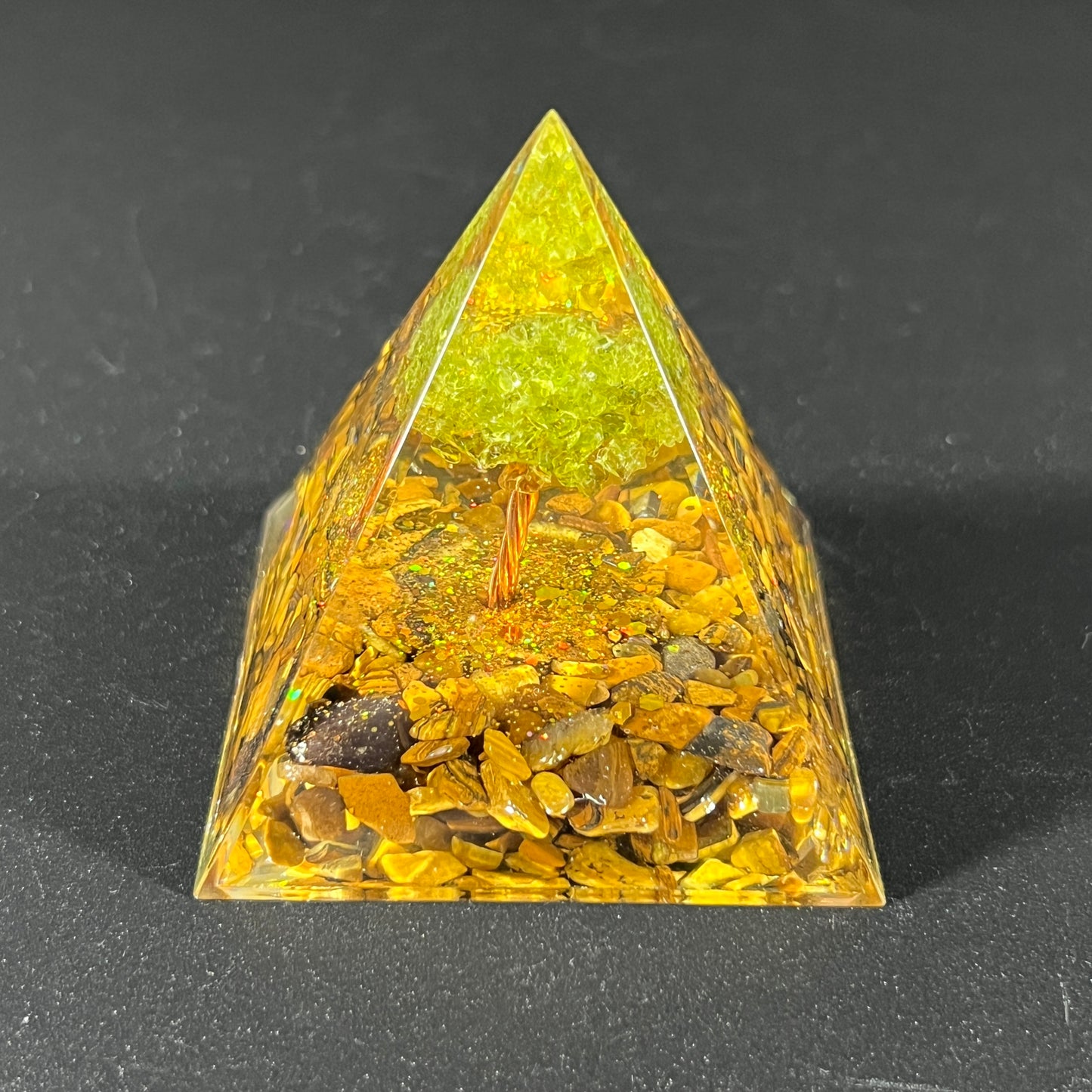 Orgonite Energy Pyramid with Peridot Crystal Tree