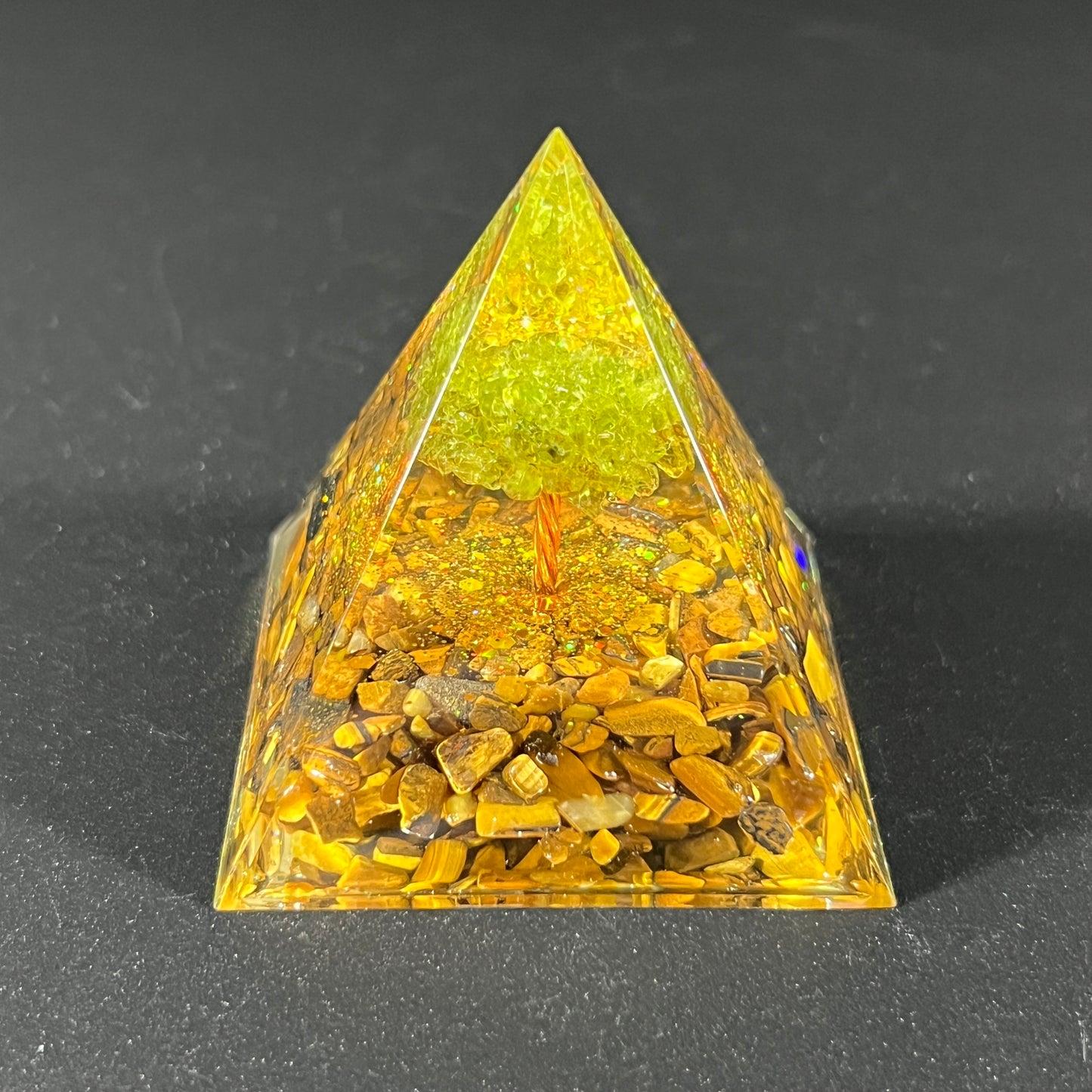 Orgonite Energy Pyramid with Peridot Crystal Tree