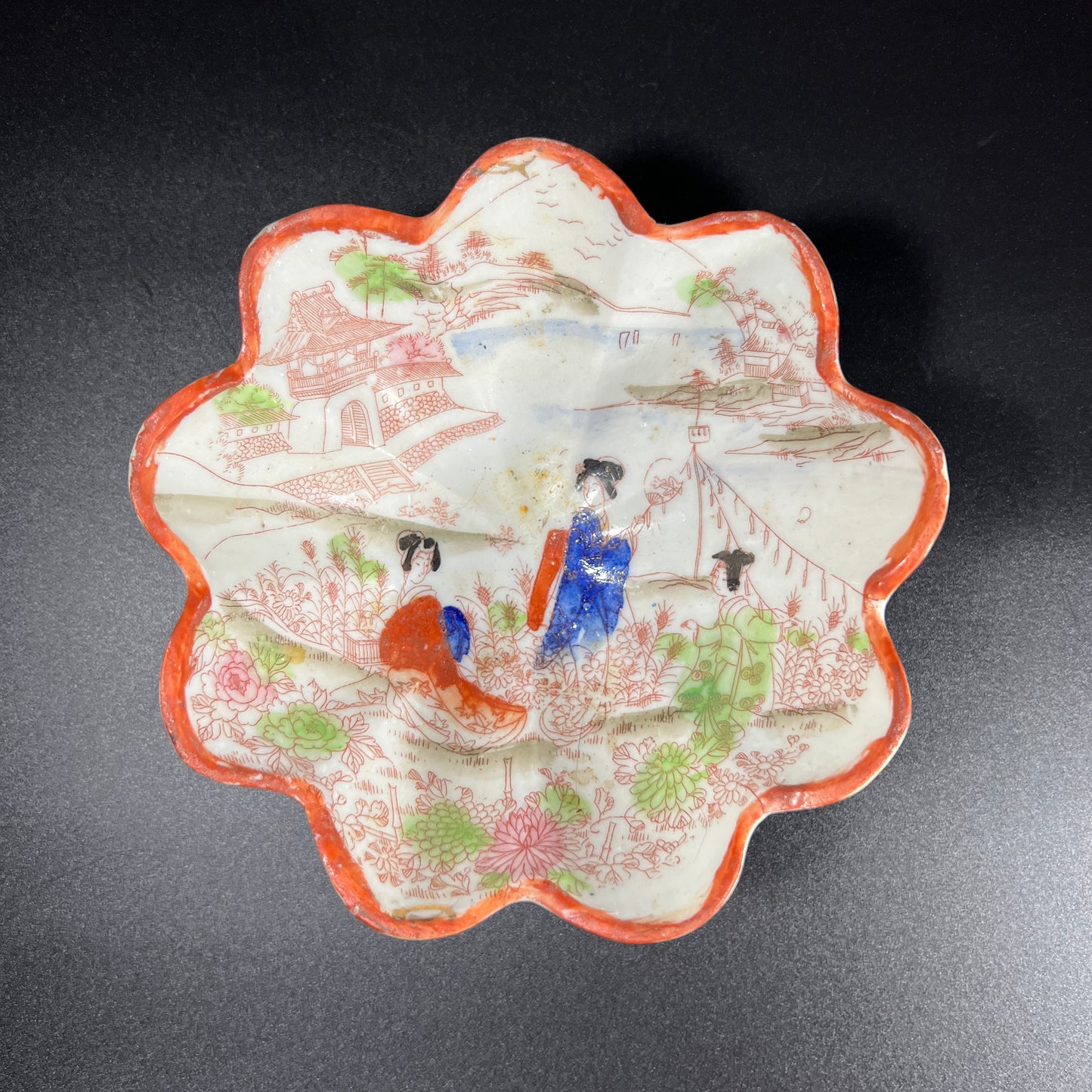 Antique Hand-Painted Japanese Kutani Porcelain Bowl Set