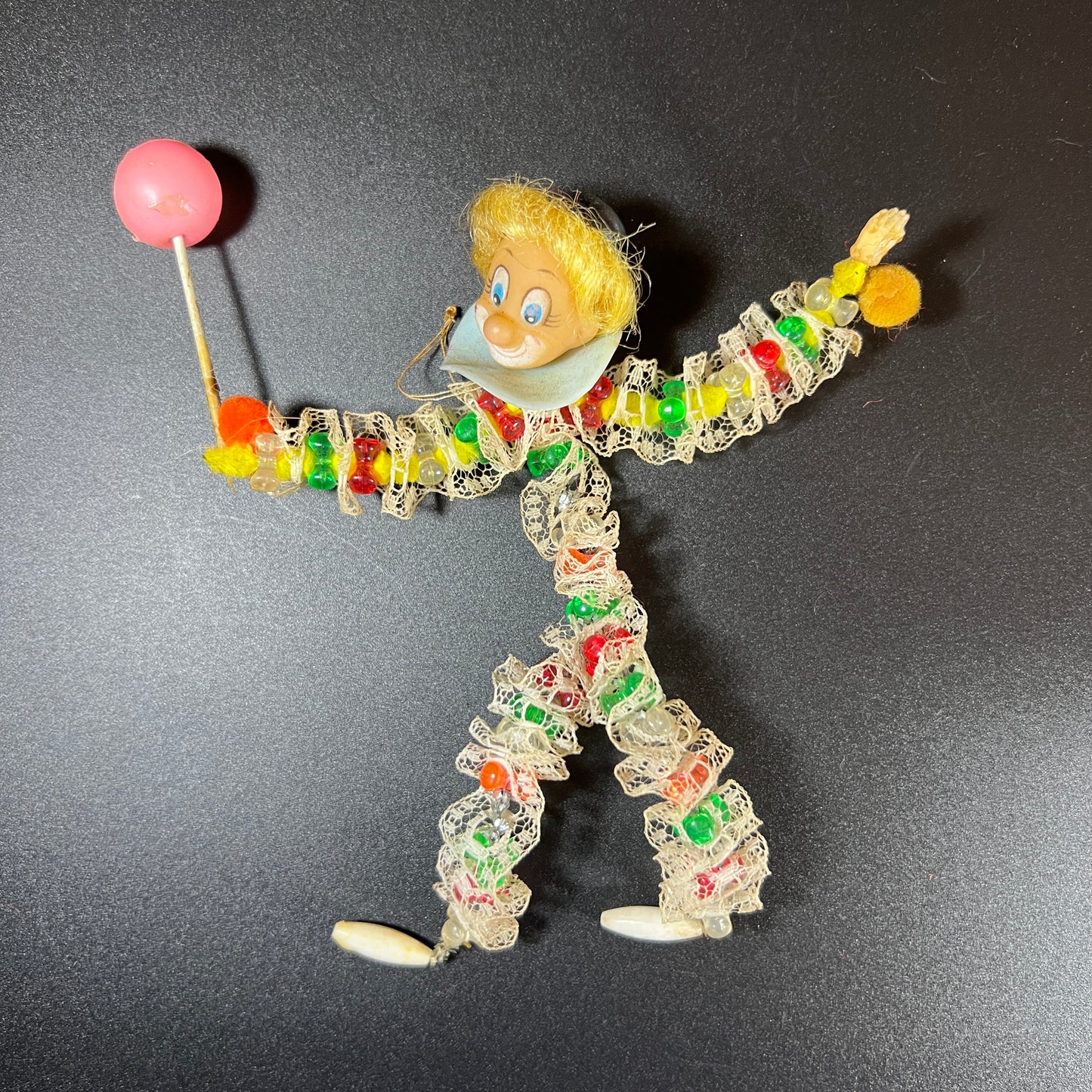 Charming Vintage Set of 5 Handmade Clown Dolls – Unique One-of-a-Kind Collection