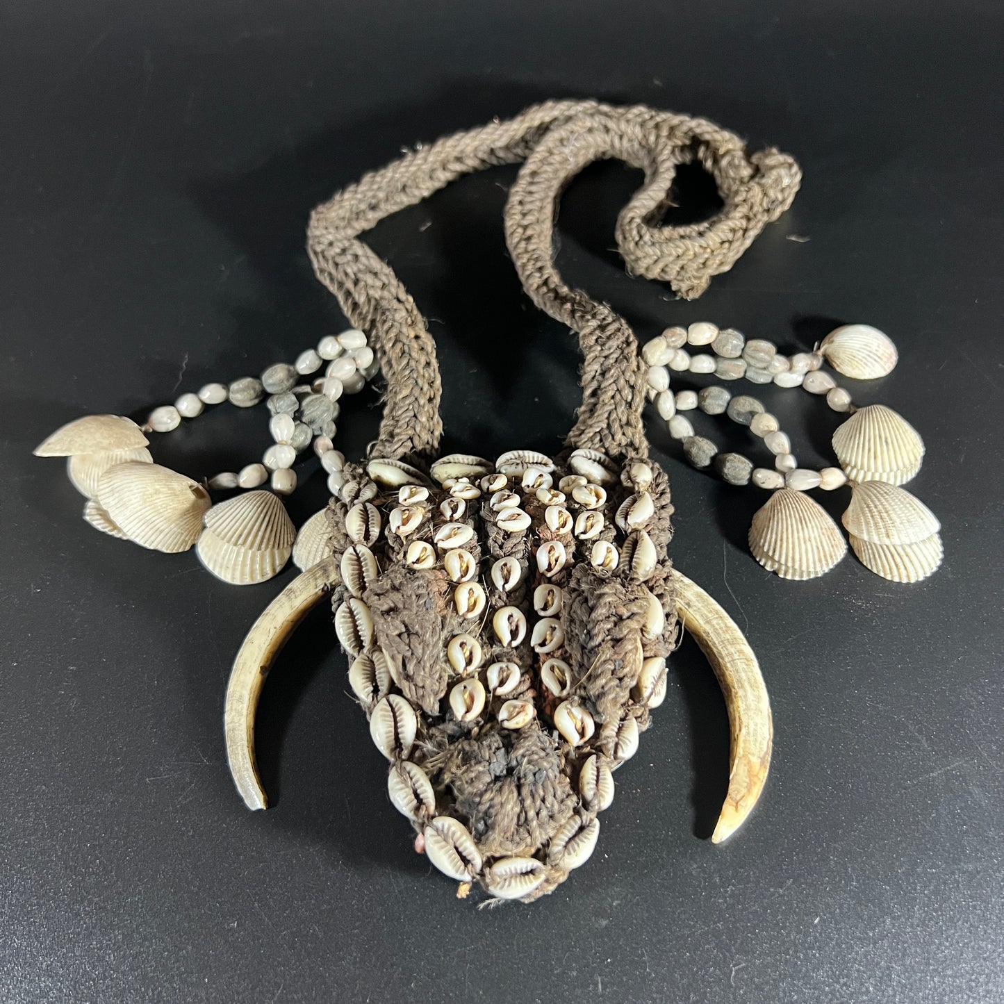 Karahut Ceremonial Headhunter’s Boar Tusk Ornament | Abelam or Sepik River, Papua New Guinea | Tribal Art
