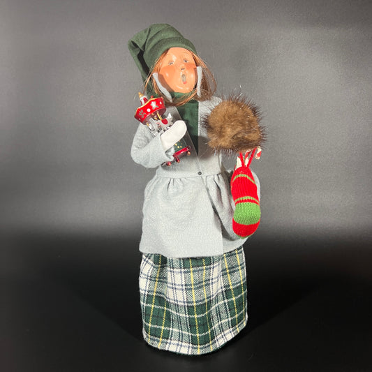Byers Choice Doll - Woman with Carousel Toy and Stuffed Stocking