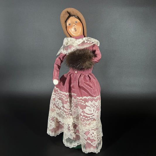 Byers Choice Doll - Victorian Woman with Purple and White Lace Dress