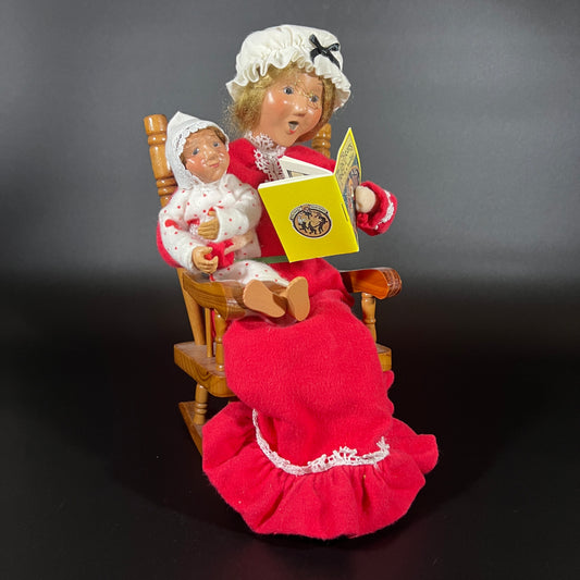 Byers Choice Doll - Mrs Clause Reading to a Child with Rocking Chair and Book