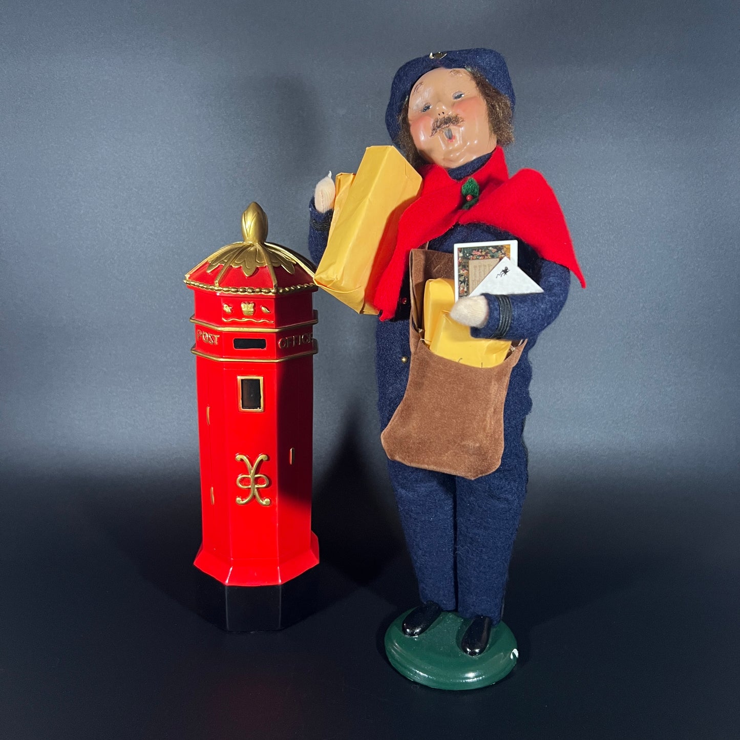 Byers Choice Doll - Mailman Holding Packages and Mail with Post Box