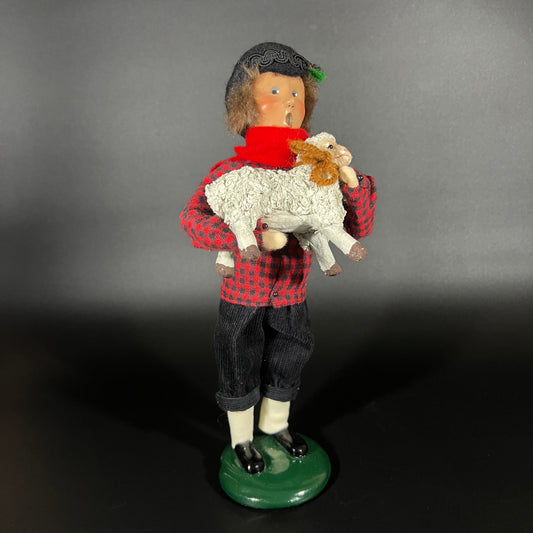 Byers Choice Doll - Boy Caroler Holding Lamb