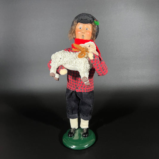 Byers Choice Doll - Boy Caroler Holding Lamb