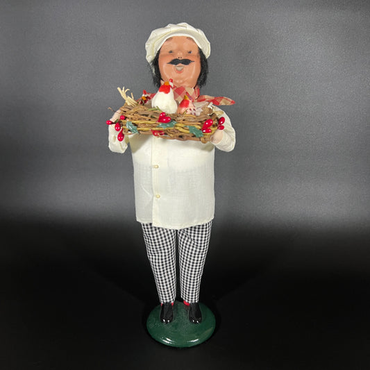 Byers Choice Doll - Chef Holding a Basket of Three French Hens