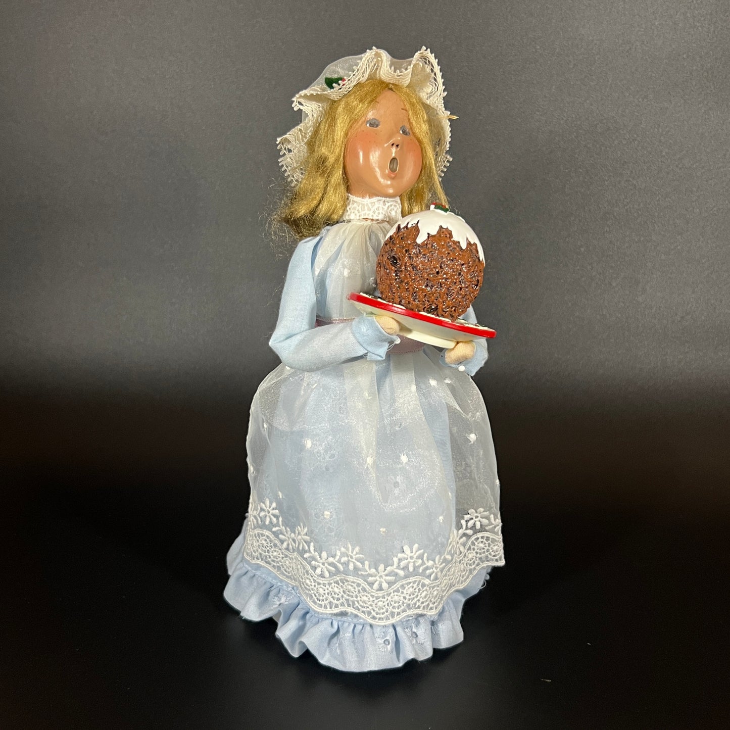 Byers Choice Doll - Girl Caroler Holding Plum Pudding