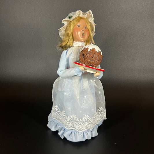 Byers Choice Doll - Girl Caroler Holding Plum Pudding