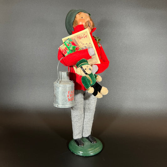 Byers Choice Doll - Traditional Shopper Man Holding Milk, Sheet Music and Teddy Bear